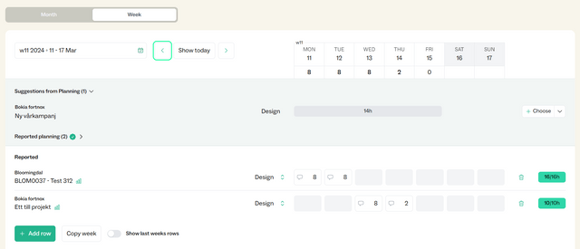 New time reporting screenshot