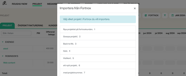 Importera projekt